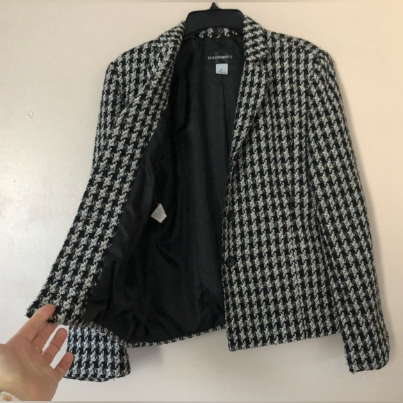 Requirements tweed Houndstooth blazer size 12 polyester wool blend workwear - Picture 4 of 11